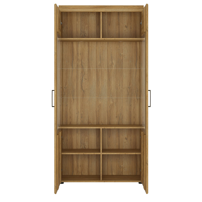 Cortina Tall Wide 2 Door glazed Display Cabinet in Grandson Oak