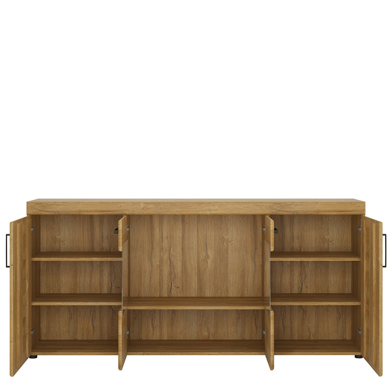 Cortina 4 Door Wide Glazed Sideboard in Grandson Oak