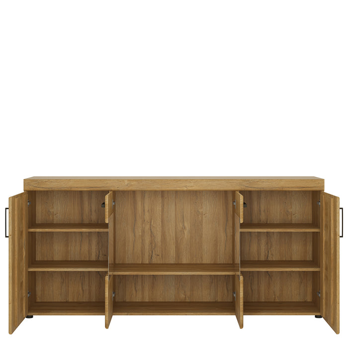Cortina 4 Door Wide Glazed Sideboard in Grandson Oak