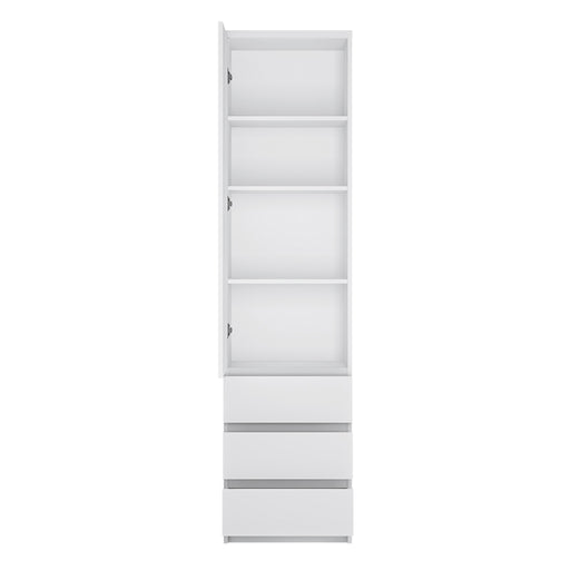 Fribo Tall Narrow 1 Door 3 Drawer Cupboard in White