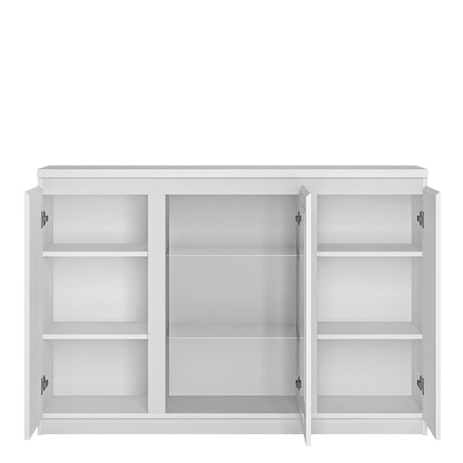 Fribo 3 Door Sideboard (Glazed Centre) in White