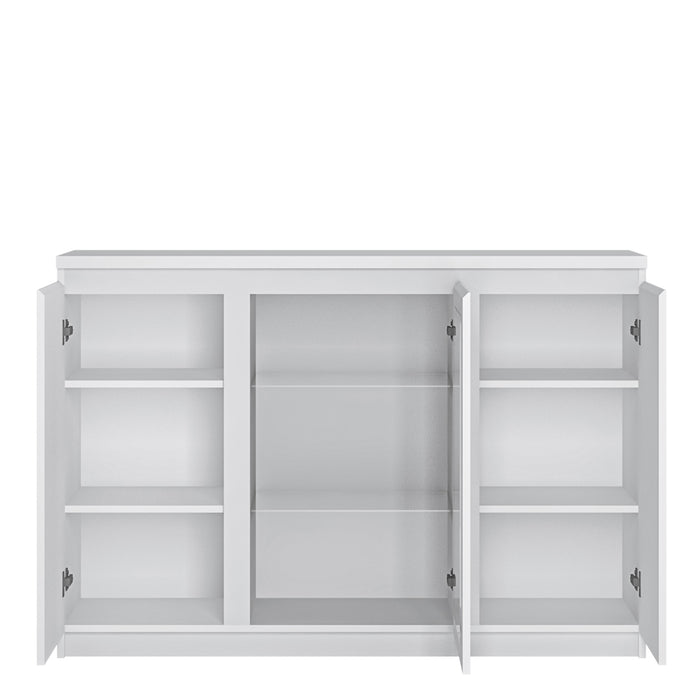 Fribo 3 Door Sideboard (Glazed Centre) in White