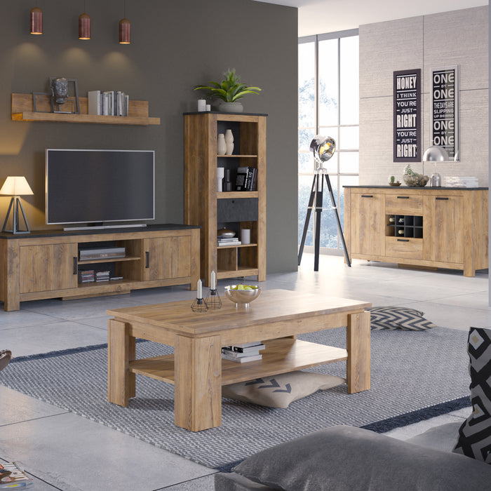 Rapallo 1 Door 138 cm TV Cabinet in Chestnut and Matera Grey