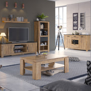 Rapallo 135cm Wide Wall Shelf in Chestnut and Matera Grey