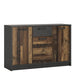 Brooklyn Cabinet with 3 Doors and 1 Drawer in Walnut and Dark Matera Grey