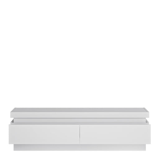 Lyon 2 Drawer TV Cabinet (including LED lighting) in White and High Gloss