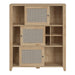 Cestino 3 Sliding Door Cabinet in Jackson Hickory Oak and Rattan Effect
