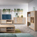 Cestino 3 Sliding Door Cabinet in Jackson Hickory Oak and Rattan Effect