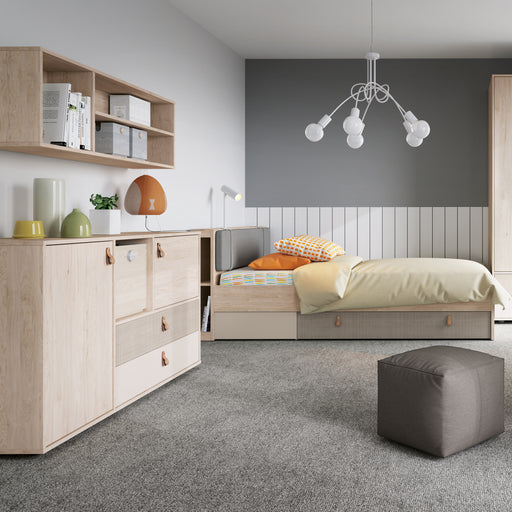 Denim 120cm Headboard Extension in Light Walnut