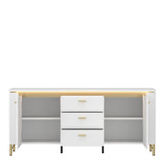 Lazio TV Cabinet 2 Door 3 Drawer in Alpine White/White Gloss