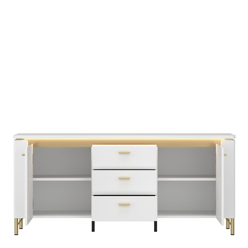 Lazio TV Cabinet 2 Door 3 Drawer in Alpine White/White Gloss