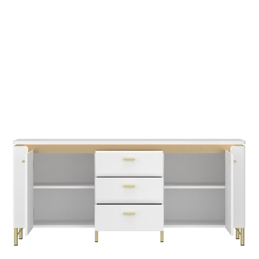 Lazio TV Cabinet 2 Door 3 Drawer in Alpine White/White Gloss