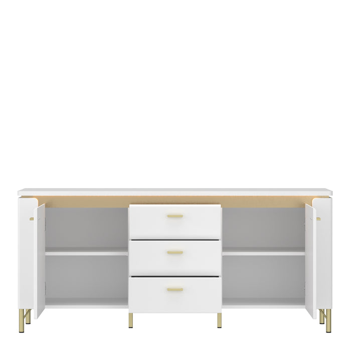Lazio TV Cabinet 2 Door 3 Drawer in Alpine White/White Gloss