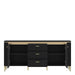 Genoa TV Cabinet 2 Door 3 Drawer 155cm Wide in Black Matt/Gold