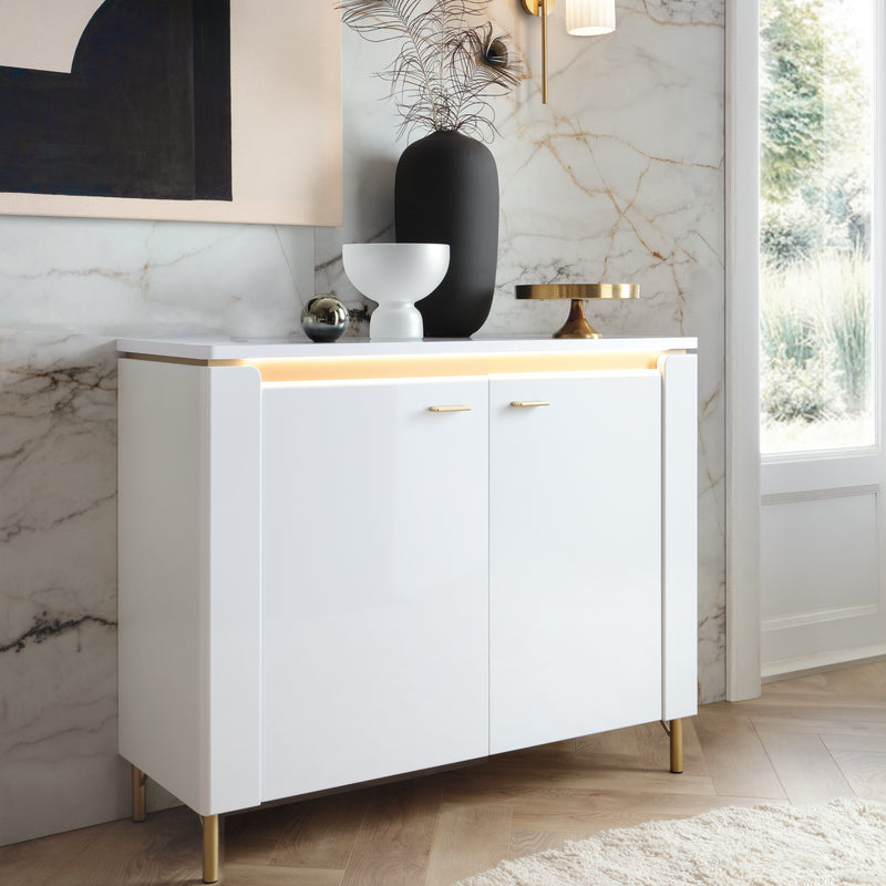 Lazio Sideboard 2 Door in Alpine White/White Gloss
