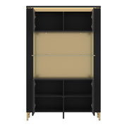 Genoa Vitrin 2 Door in Black Matt/Gold