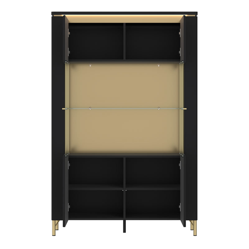 Genoa Vitrin 2 Door in Black Matt/Gold