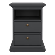 Paris Bedside 2 Drawers in Matt Grey