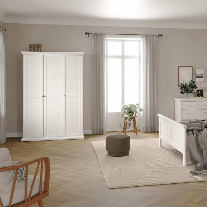 Paris Wardrobe with 3 Doors in White