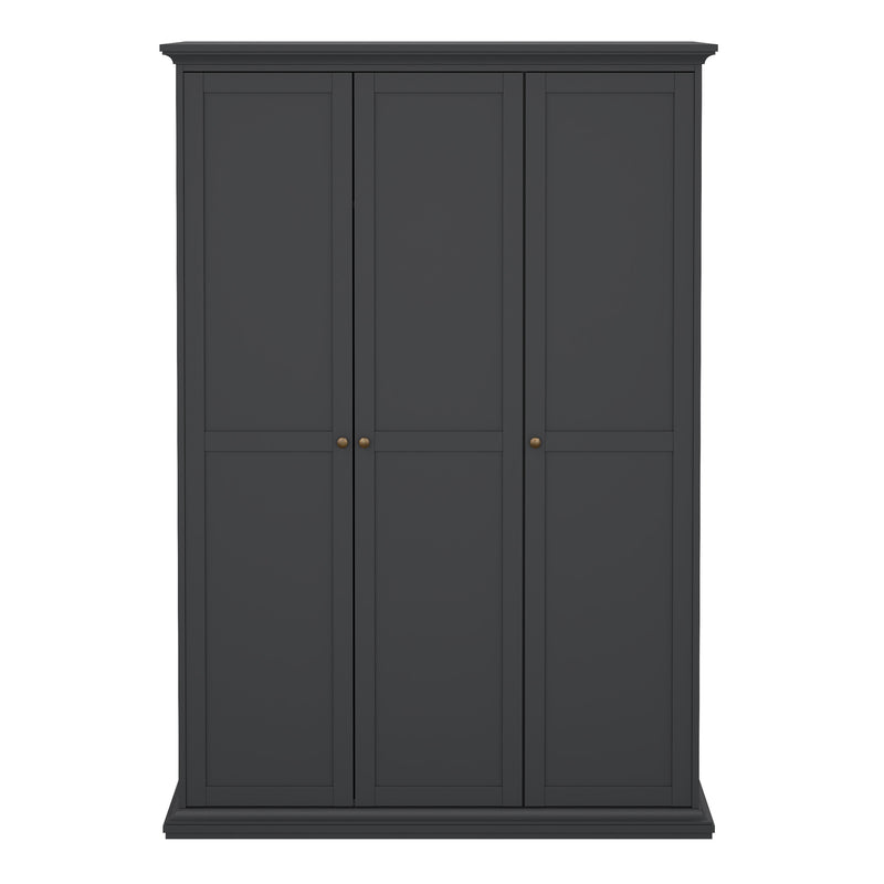 Paris Wardrobe with 3 Doors in Matt Grey