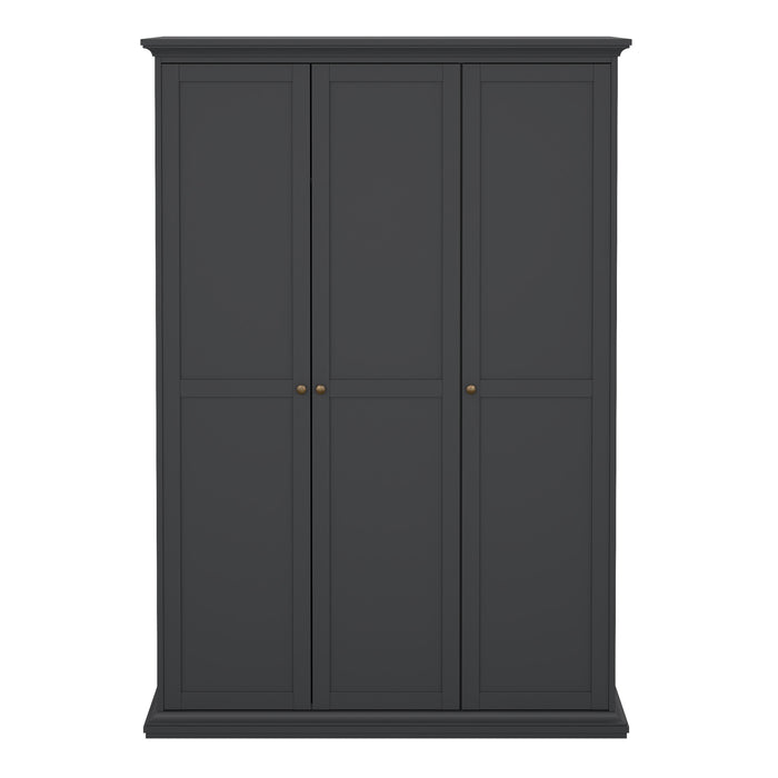 Paris Wardrobe with 3 Doors in Matt Grey
