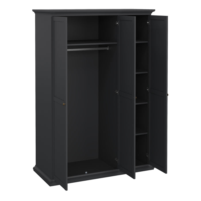 Paris Wardrobe with 3 Doors in Matt Grey