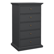 Paris Chest 5 Drawers in Matt Grey
