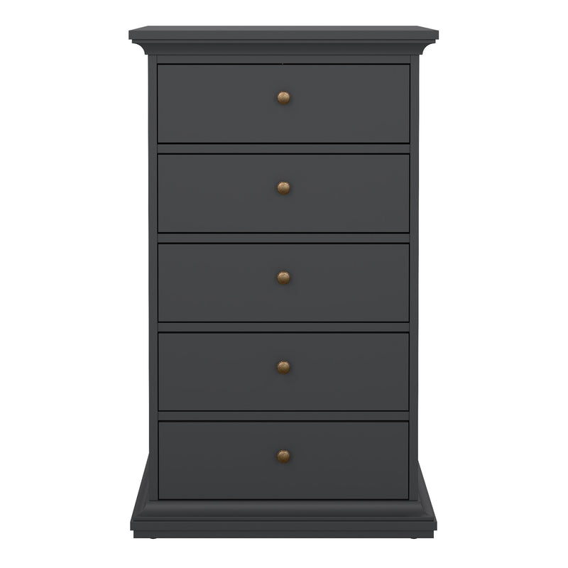 Paris Chest 5 Drawers in Matt Grey