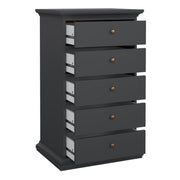 Paris Chest 5 Drawers in Matt Grey