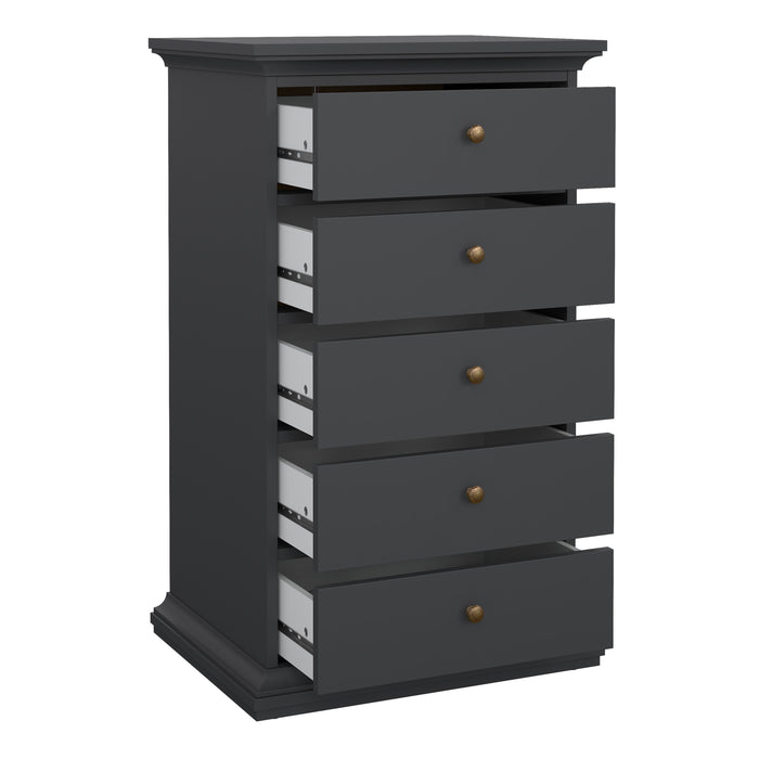 Paris Chest 5 Drawers in Matt Grey