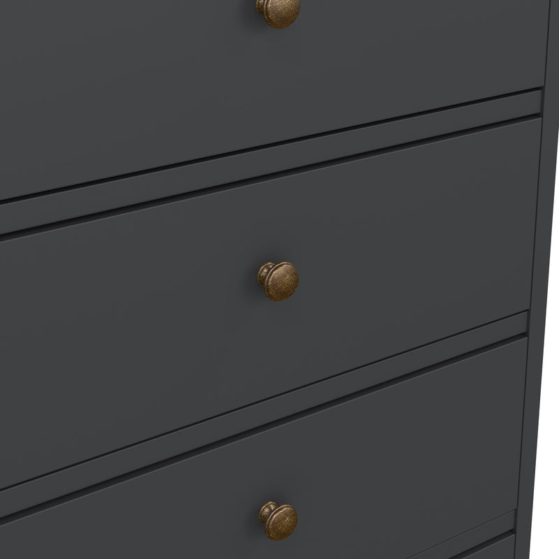 Paris Chest 5 Drawers in Matt Grey
