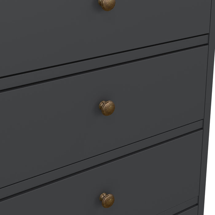 Paris Chest 5 Drawers in Matt Grey