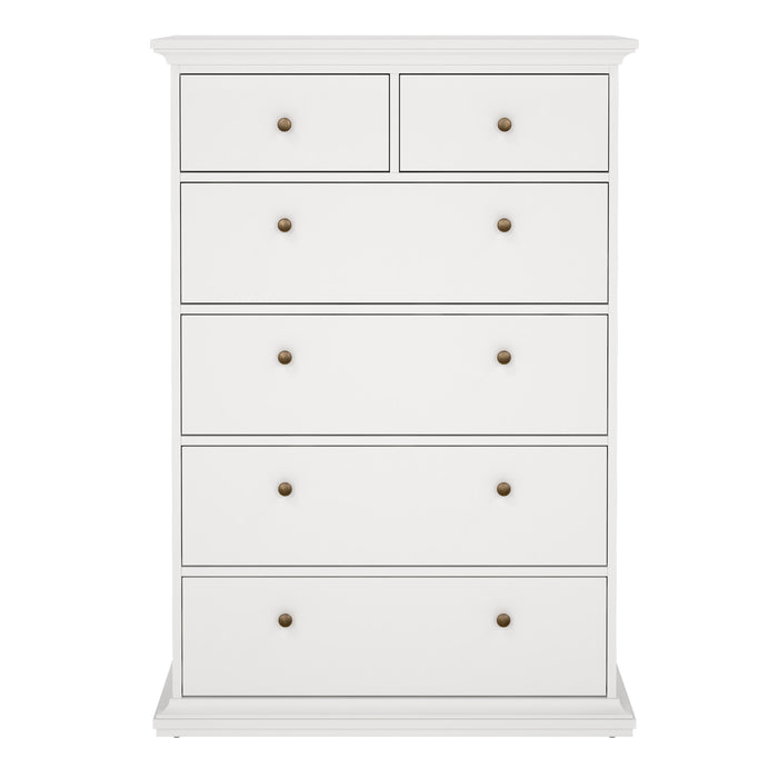 Paris Chest of 6 Drawers in White
