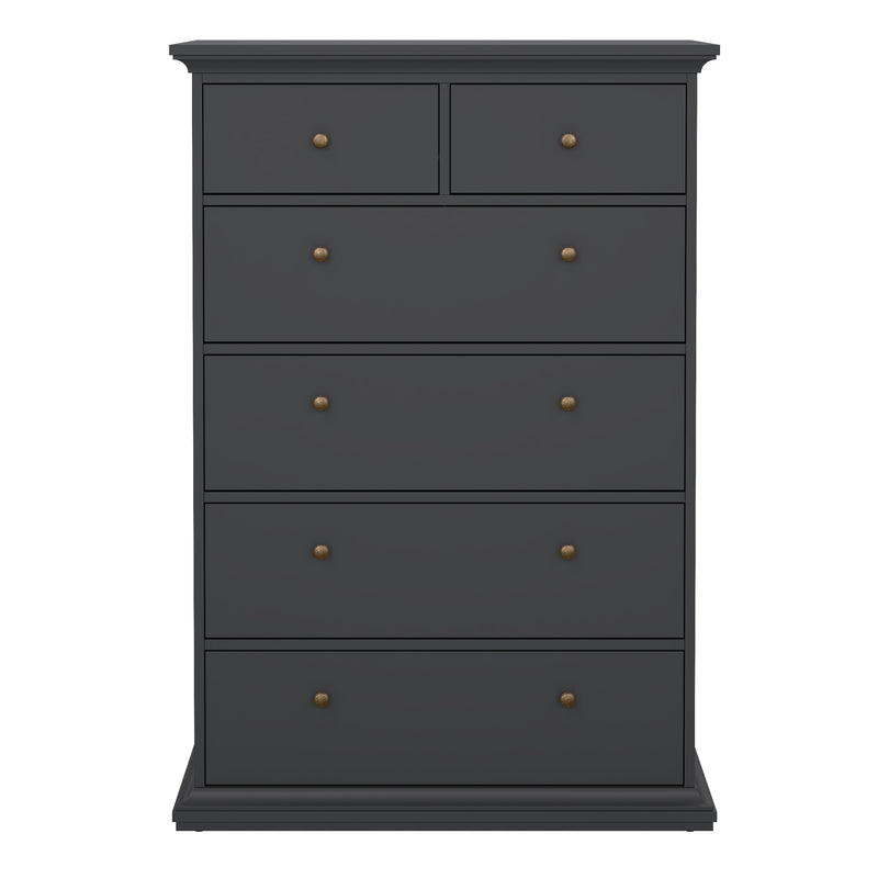 Paris Chest of 6 Drawers in Matt Grey