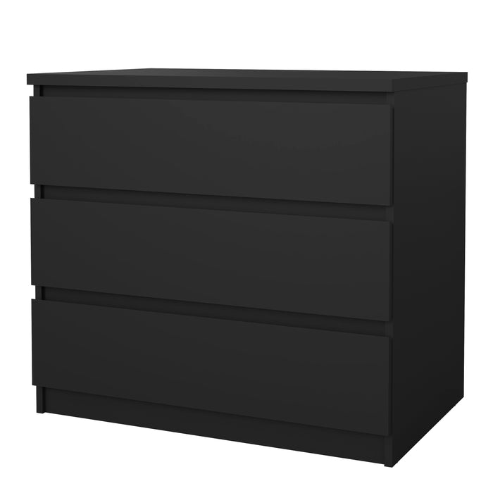Naia Chest of 3 Drawers in Black Matt