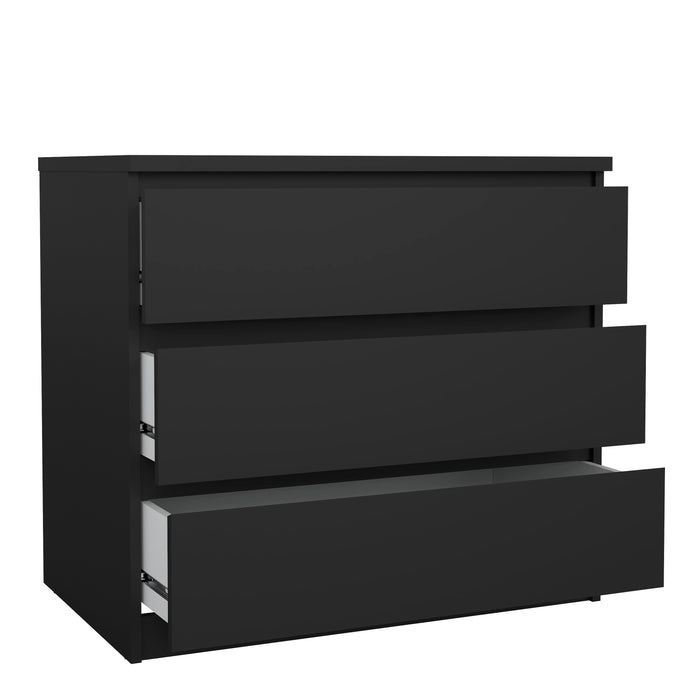 Naia Chest of 3 Drawers in Black Matt