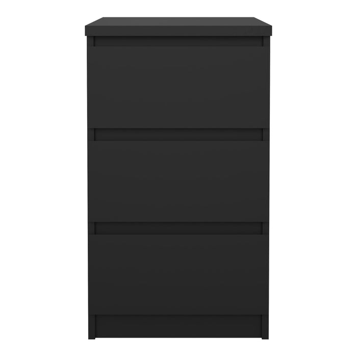 Naia Bedside 3 Drawers in Black Matt