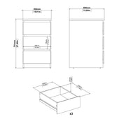 Naia Bedside 3 Drawers in Black Matt