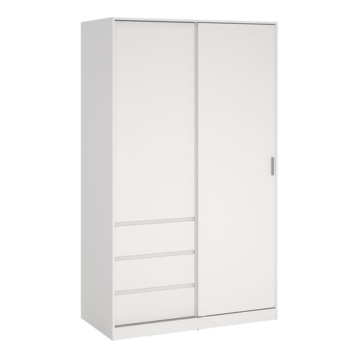 Naia Wardrobe with 1 Sliding Door and 1 Door + 3 Drawers in White 