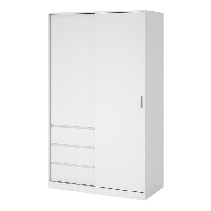 Naia Wardrobe with 1 Sliding Door and 1 Door + 3 Drawers in White 