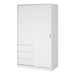 Naia Wardrobe with 1 Sliding Door and 1 Door + 3 Drawers in White 