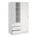 Naia Wardrobe with 1 Sliding Door and 1 Door + 3 Drawers in White 