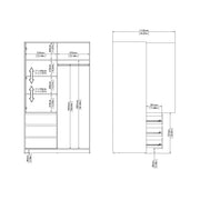 Naia Wardrobe with 1 Sliding Door 1 Door 3 Drawers in Jackson Hickory Oak