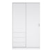 Naia Wardrobe with 1 Sliding Door 1 Door 3 Drawers in White High Gloss