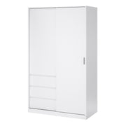 Naia Wardrobe with 1 Sliding Door 1 Door 3 Drawers in White High Gloss