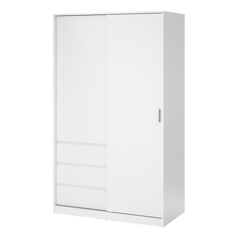Naia Wardrobe with 1 Sliding Door 1 Door 3 Drawers in White High Gloss