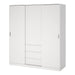 Naia Wardrobe with 2 Sliding Doors + 1 Door + 3 Drawers in White 