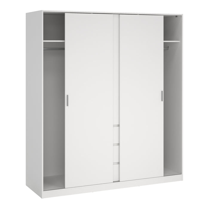 Naia Wardrobe with 2 Sliding Doors + 1 Door + 3 Drawers in White 