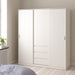 Naia Wardrobe with 2 Sliding Doors + 1 Door + 3 Drawers in White 