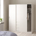 Naia Wardrobe with 2 Sliding Doors + 1 Door + 3 Drawers in White 